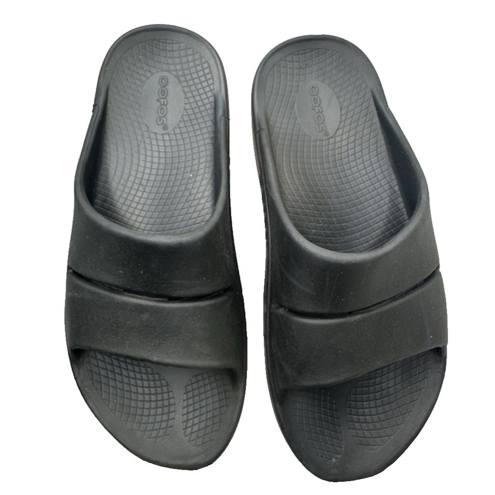 OOFOS OOahh OOahh Slide Sandals Mens 10 Women's 12 Black Slip On Comfort